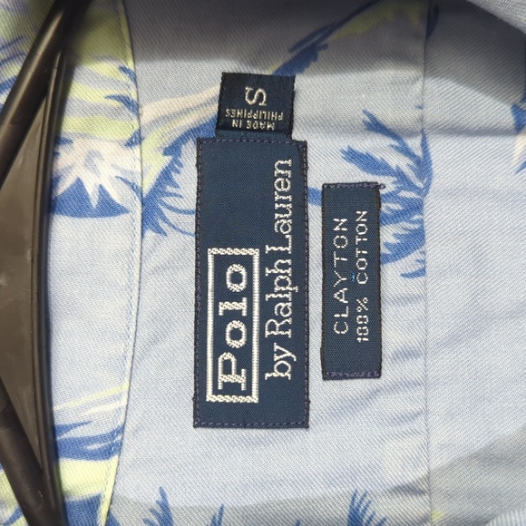 Polo Ralph Lauren Shirt Men's S Blue Clayton Loop Collar Hawaiian Tropical Boat - Picture 4 of 8